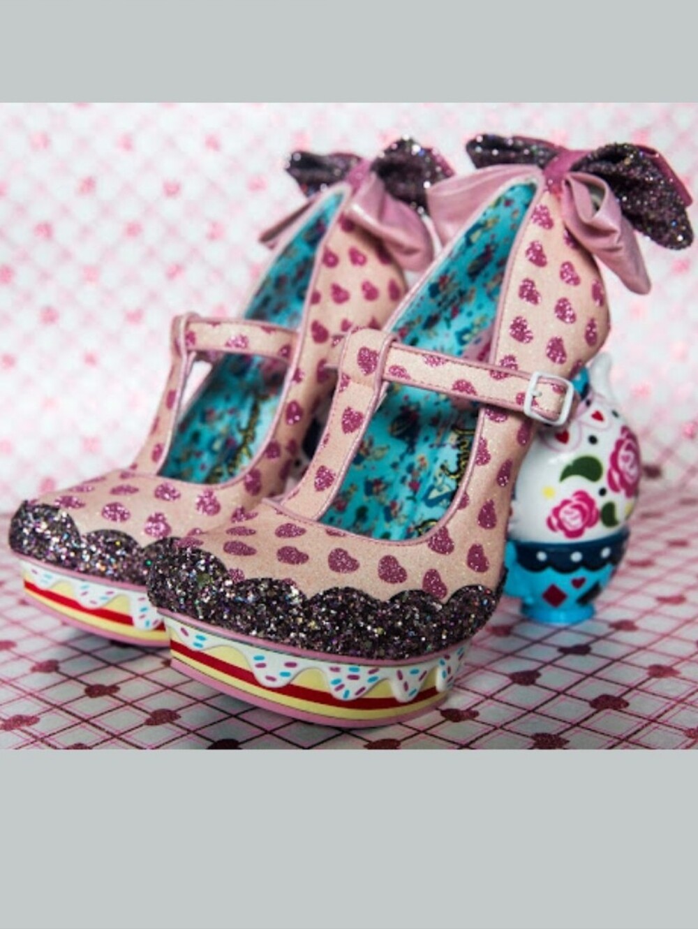 New 'My Cup Of Tea' Alice In Wonderland Character Heels, Size 42 (US 10/11) PINK